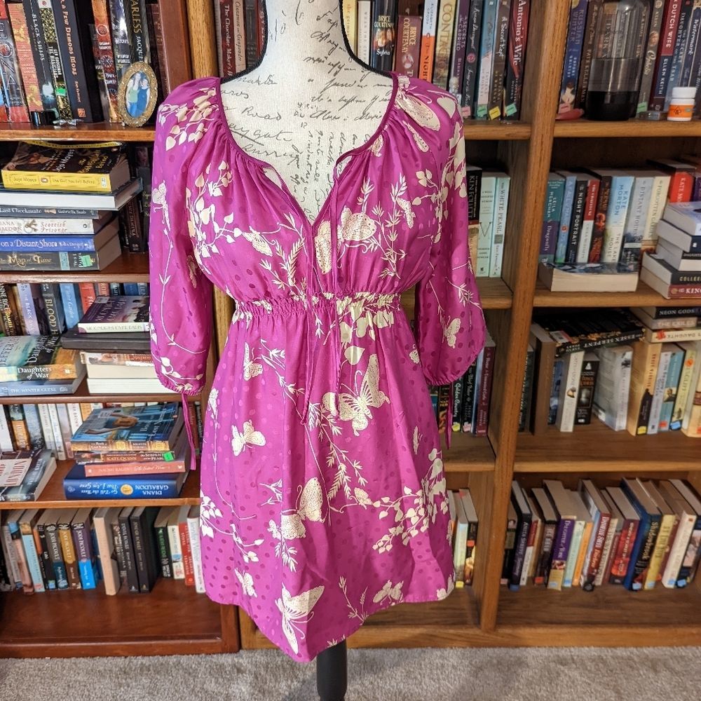 Yumi Kim butterfly print silk dress xs